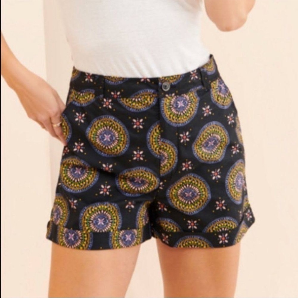 Maeve by Anthropologie Black Abstract City Shorts
